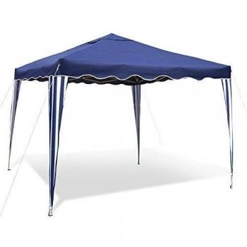 Jom 127109 - Jardín pabellón falt el pabellón 3 x 3 m, azul techo, material de oxford 200d, barra de metal, repelente al agua, incluyendo el bolsillo, sin paredes laterales, azul
