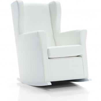 Sillón de lactancia SOGNO tapizado en tela blanco Alondra