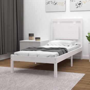 Estructura de cama de madera maciza de pino blanca 100x200 cm