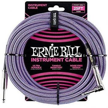 Ernie Ball Prodigy Sharp Picks 2.0mm - 6-Pack & Braided Straight Angle Instrument Cable 25ft - Purple (2 Pack)