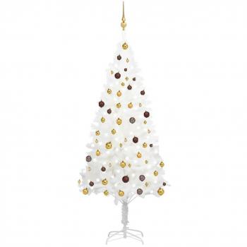 vidaXL Artificial Pre-lit Christmas Tree with Ball Set White 210 cm