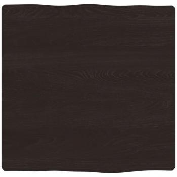 Tablero de mesa madera tratada marrón oscuro 40x40x(2-4) cm en roble sin tratar con borde vivo