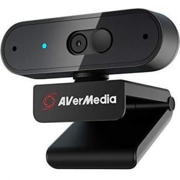 AVerMedia Webcam PW310P - Webcam 1080p/30 fps, videochat y grabación, Plug & Play, micrófonos, Streaming, Enfoque automático, Funciona con Skype, Zoom, Team, Color Negro