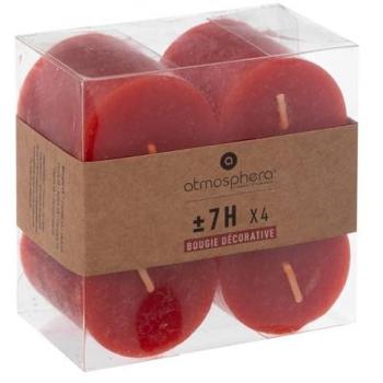 Juego de 4 Velas Votivas Rústicas Rojas de 60g - Atmosphera