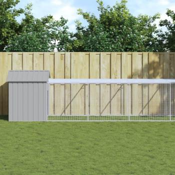 Gallinero con corral de acero galvanizado gris claro 117x81.3x123 cm