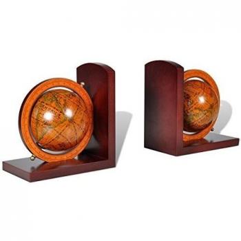 vidaXL Classic World Map Globe Bookend Pair
