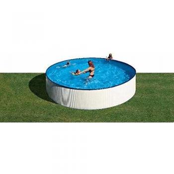 Gre KITWPR452E Lanzarote - Piscina Elevada Redonda, Aspecto Acero Blanco, 450 x 90 cm