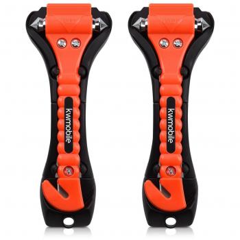 kwmobile 2X Martillos de Emergencia con Cortador de cinturón - Martillo para Romper Ventana y Cortar cinturón - Set de Seguridad para el Coche
