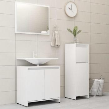 Conjunto de muebles de baño Dia e Noite, 3 piezas de madera blanca