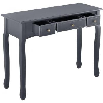 Mesa consola de entrada al salón 100cm gris oscuro con 3 cajones y patas de pino