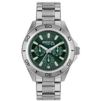 Reloj Hombre Breil Challenge EW0711 Verde Plateado, Acero Bilux, Movimiento MIYOTA 6P29, Bisel Satinado, Resistente al Agua, Caja de 42 mm