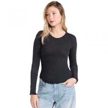 We The Free Be My Baby Long-Sleeve Tee - Black - Size: XS - female