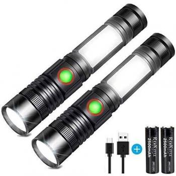 Linterna LED Recargable Alta Potencia Militar COB Ajustable Portátil Linterna para Reparación del Coche, y Emergencia, Ciclismo, Camping, Montañismo