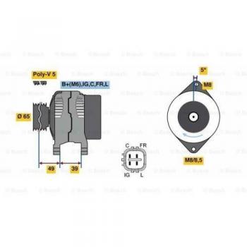Generador trifásico BOSCH 0 986 080 570, alternador de alta eficiencia, potencia nominal de 7.5 kVA, voltaje de salida de 400V, frecuencia de 50Hz, diseño compacto y