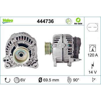 Alternador Remanufacturado VALEO 444736 Premium 14v 120a para VW Transporter y Volvo S60 S70 S80 V60 V70 XC70