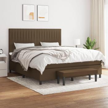 Cama box spring suave con colchón marrón oscuro 160x200 cm Tela