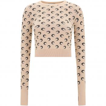 Beige Round-neck Moon Jacquard Knitwear for Women - Size S
