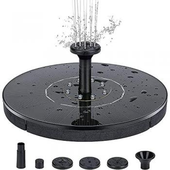 Fuente de agua solar de 18 cm con iluminación LED blanca