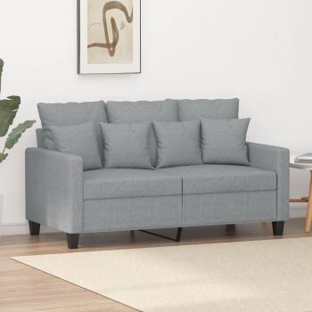 Sofá de 2 Plazas Gris Claro 120 cm en Tela con Reposabrazos y Respaldo