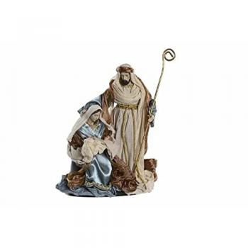 Belén de Navidad DKD Home Decor Azul Dorado 48 x 28 x 90 cm, Nacimiento con Vestimenta de Poliéster color Azul, Estándar