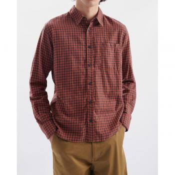 Camisa de cuadros de cuello camisero en tonos naranjas Loreak Mendian