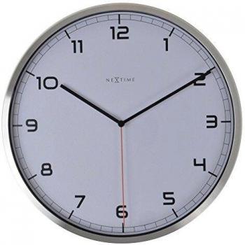 Nextime Reloj de Pared Company, Muy silencioso, Redondo, Blanco, Ø35 cm