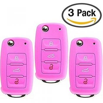 Silicona Funda para llave de coche - Accesorios universales para Volkswagen VW Golf, Passat, Bora, New Beetle, Scirocco, Jetta, Touran, Fox, Polo, Tiguan, Eos, Sharan, Touareg, Phaeton, Caddy, T5, Amarok, Lupo, Seat Altea, Alhambra, León, Ibiza , Exeo, C