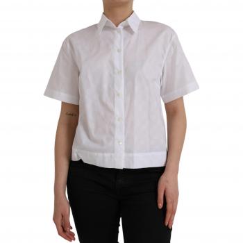 Dolce & Gabbana White Short-Sleeved Polo Shirt with Collar for Women, Size L