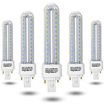 Aigostar- Pack de 5 Bombilla PLC 2U, tubo de12 W, Maiz G24, Luz fría 6400K