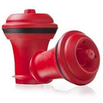 Vacu Vin 08842612 - Set de 2 tapones para vacío en blister, color rojo