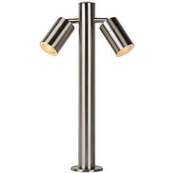Lámpara de Exterior LED Arne, 2 luces GU10, 5W cada una, IP44, Acabado Cromado Satinado, Altura 500mm