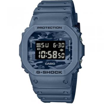 Casio G-Shock DW-5600CA-2ER Men's Digital Watch with Camouflage Blue Luminous Strap, Luminous LCD Dial, and Black Case
