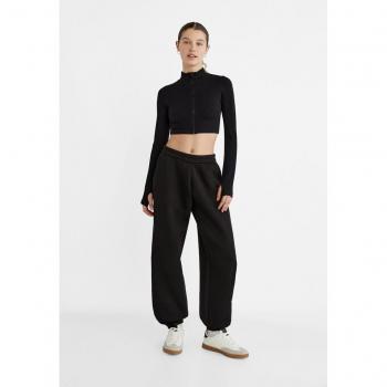 Stradivarius Black Fleece Boyfriend Joggers M