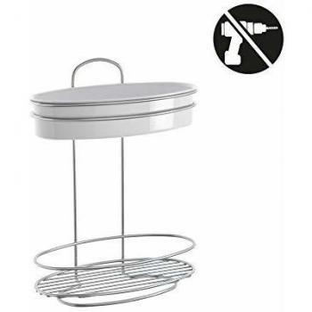 Metaltex Orbit Estante baño 2 Pisos, Chrometherm, Plata y Blanco