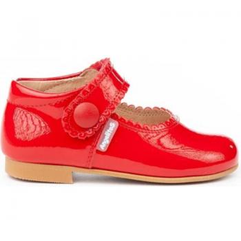 Zapatos tipo Merceditas para Niña Angelitos Modelo 1502 en Piel Color Rojo RJ