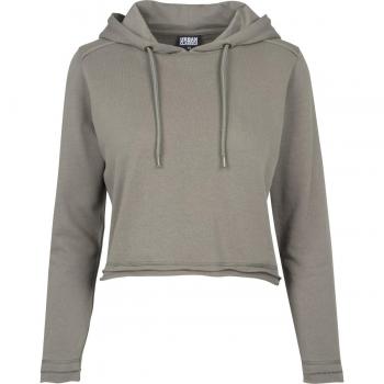 Urban Classics Ladies Cropped Terry Hoody Hooded Sweatshirt, Olive Green