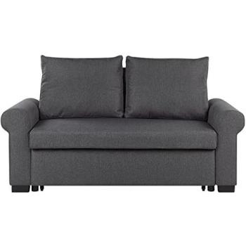 Sofá cama tapizado en tejido de poliéster gris oscuro 2 plazas cama convertible extraíble retro