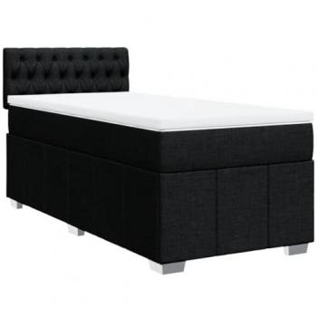 Cama box spring con colchón tela negro 80x200 cm