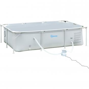 Piscina rectangular Outsunny con depuradora 3600L gris 75x292x190 cm