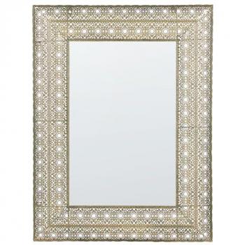 Espejo de Pared Rectangular Dorado 69 x 90 cm con Marco Decorativo Estilo Oriental Dehradun