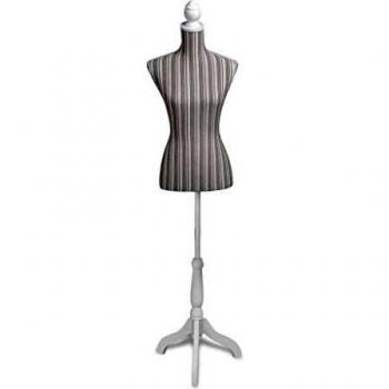 vidaXL Maniquí de Busto Femenino de Señora Lino Marrón y Negro Figura Modista