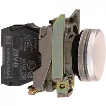 Schneider Electric XB4BV61 Piloto Luminoso Redondo Diámetro 22, IP65, Base Ba 9 S, 250 V, Terminales, Blanco