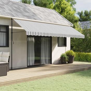 Tela de cenefa de toldo de repuesto 5 m, Color Azul y blanco, Raya crema, Amarillo y blanco, Protección Rayos UV para Terraza Patio Exterior Jardín, rayas antracita blanca