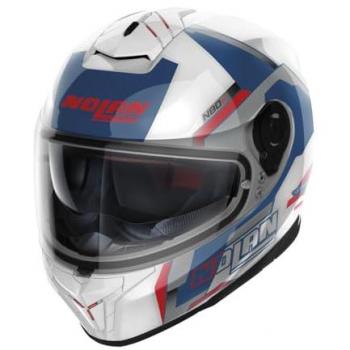 Nolan Casco Integral N80-8 Wanted N-Com Blanco-Azul-Rojo