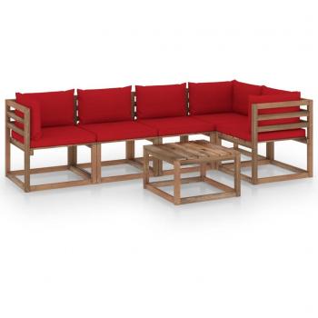 Juego de Muebles de Jardín 6 Piezas en Palets de Madera Impregnada con Cojines