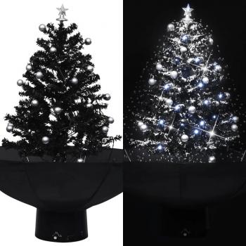 vidaXL Black Snowing Christmas Tree with Umbrella Base 75 cm PVC