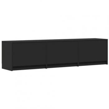 Mueble de TV con LED madera de ingeniería negro 165x34x40 cm, Soporte de TV, aparador de TV, Mueble HiFi, Banco de TV, Armario de TV