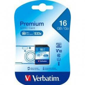 Verbatim Premium SDHC Memory Card 16GB Class 10/U1
