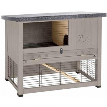 Jaula para conejos de exterior Ranch 100, dos pisos, madera FSC, 95x64.5x84.5 cm