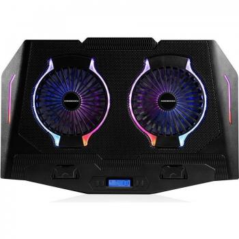 Almohadilla de refrigeración silenciosa para portátil Modecom CF21 RGB con retroiluminación LED RGB, diseño ergonómico, ventiladores silenciosos y ajuste de altura